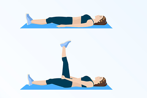 Stretching muscles on the back side of the tigh is recommended