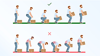 Prevention of disc herniation - correct lifting of heavy object